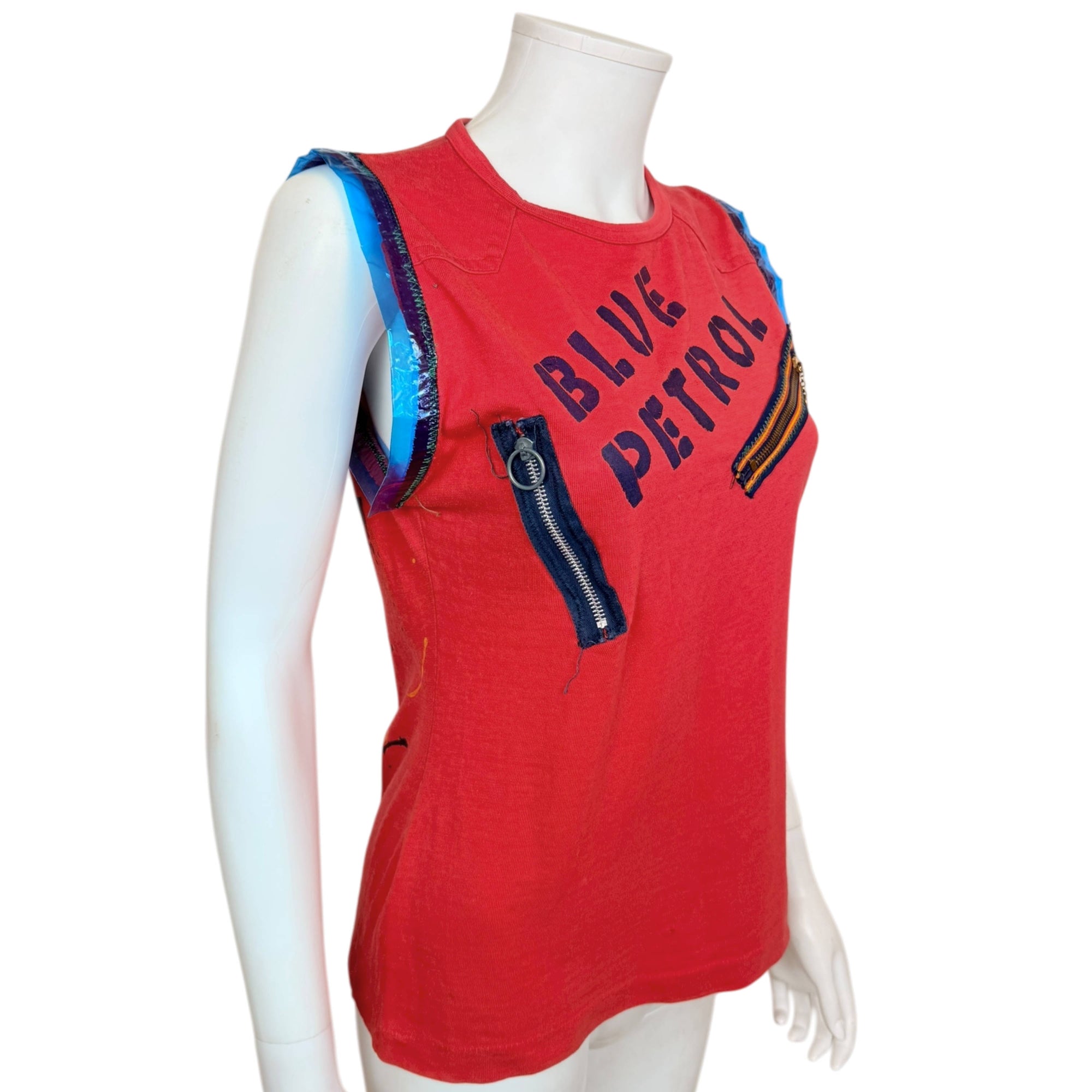 Original Vintage Punk T Shirt w Zippers Blue Petrol London c 1976