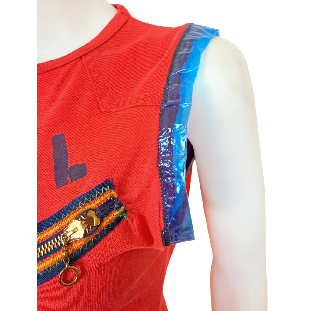 Original Vintage Punk T Shirt w Zippers Blue Petrol London c 1976