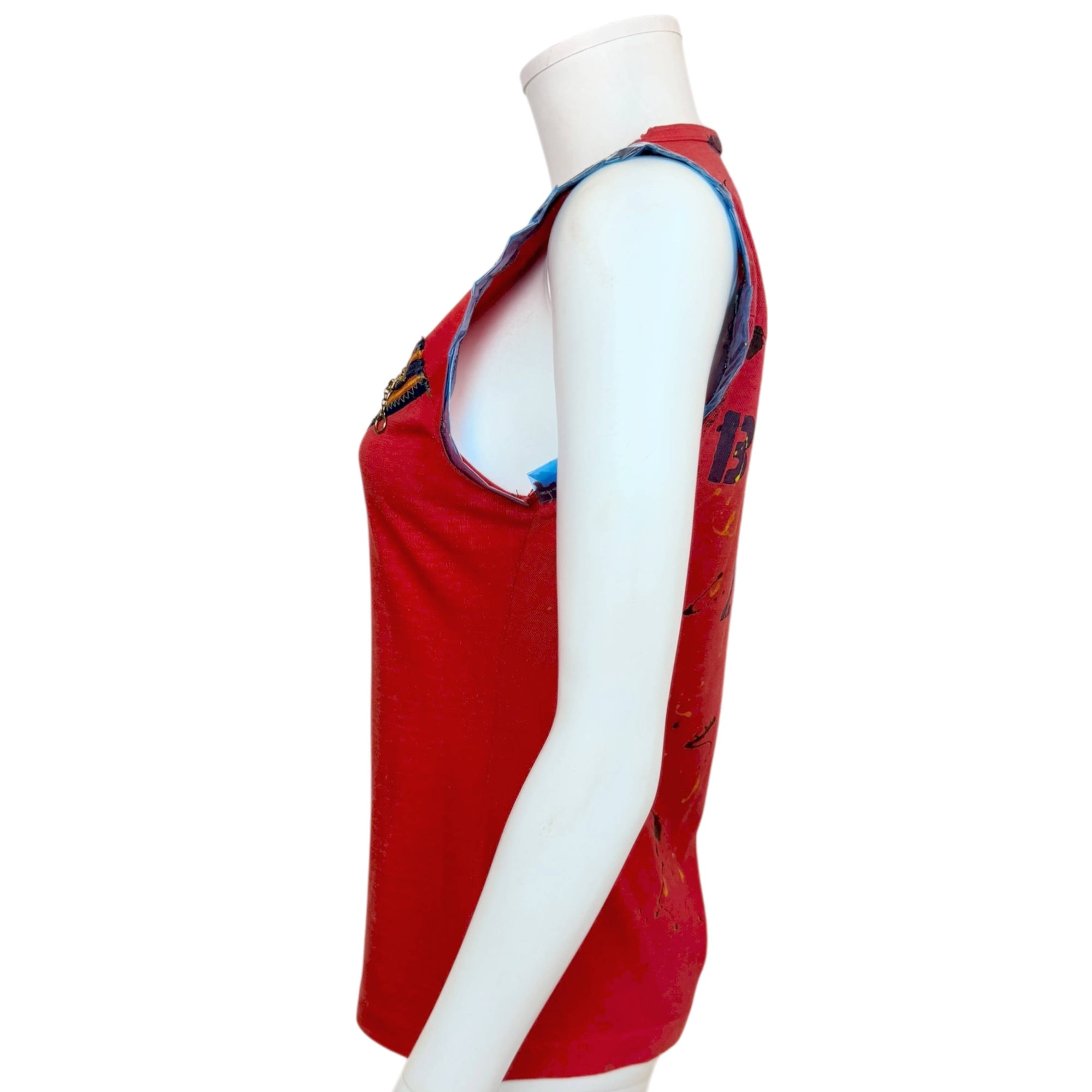 Original Vintage Punk T Shirt w Zippers Blue Petrol London c 1976