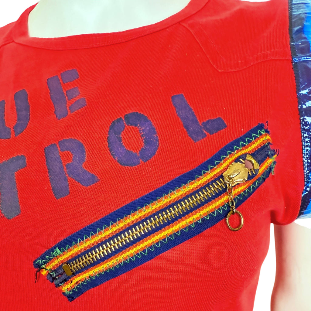 Original Vintage Punk T Shirt w Zippers Blue Petrol London c 1976