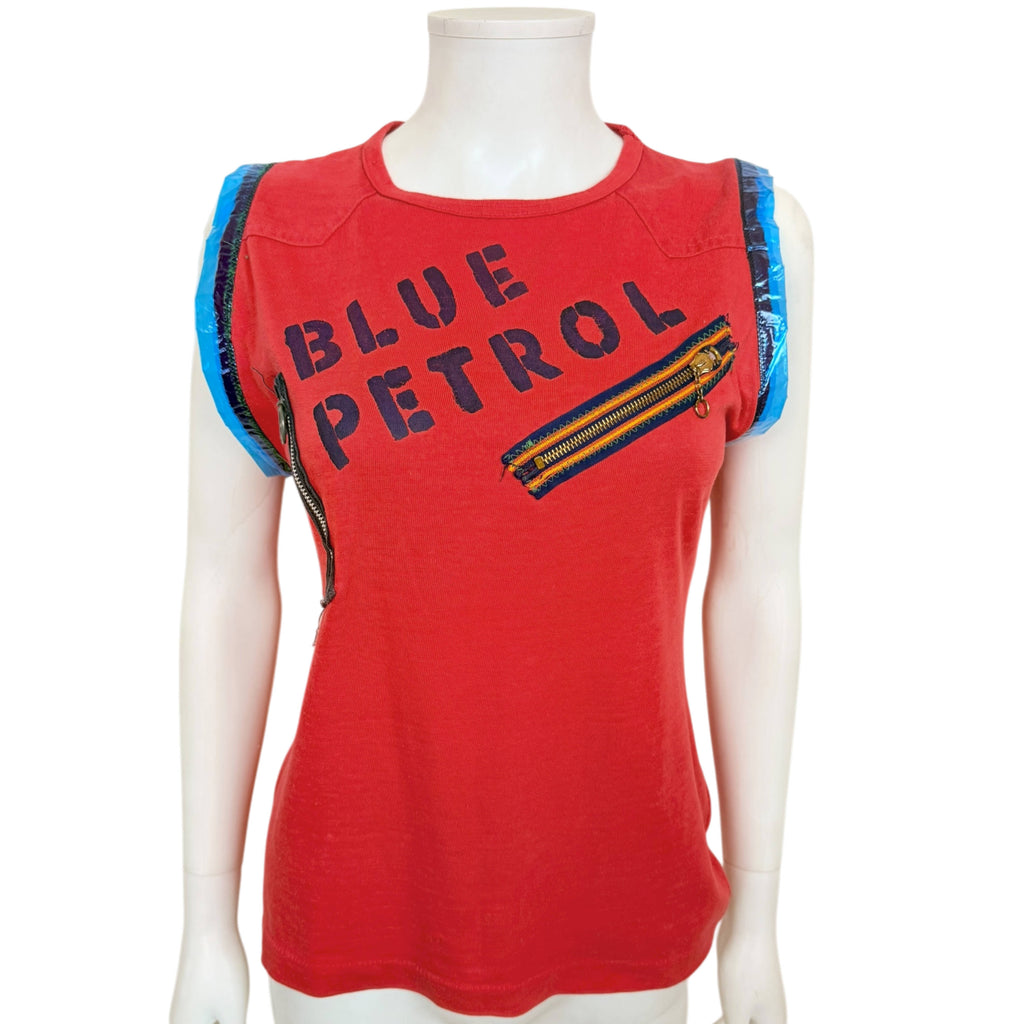 Original Vintage Punk T Shirt w Zippers Blue Petrol London c 1976