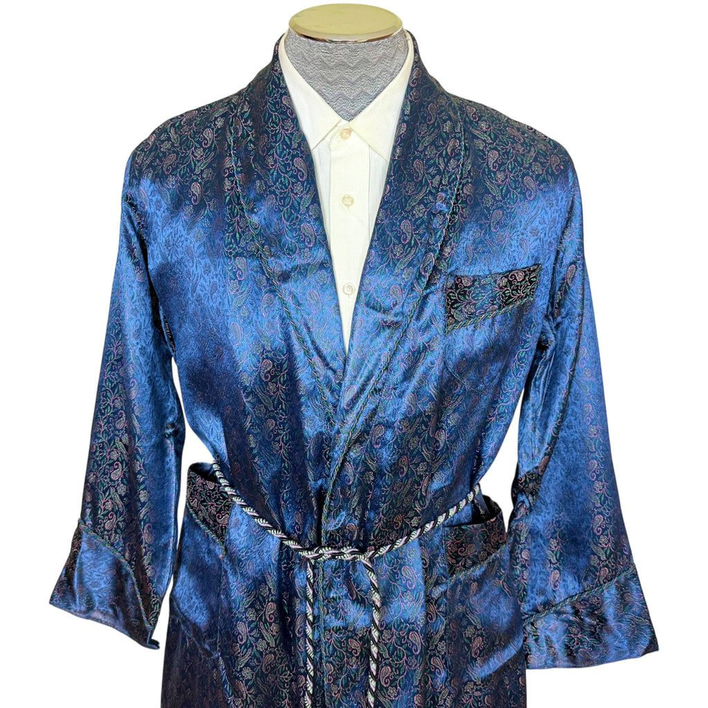 Vintage 1950s Brocade Dressing Gown Paisley Pattern Size M
