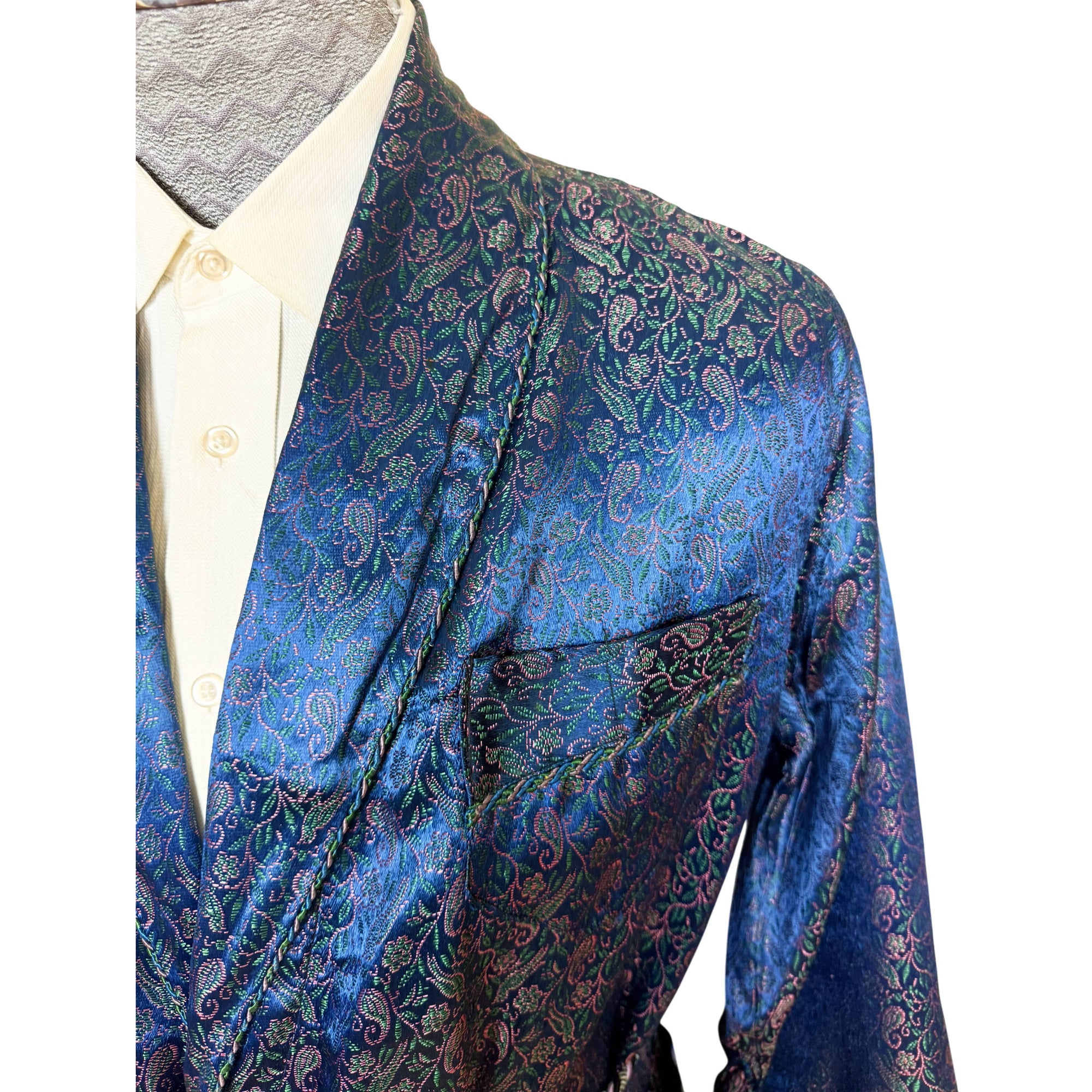 Vintage 1950s Brocade Dressing Gown Paisley Pattern Size M