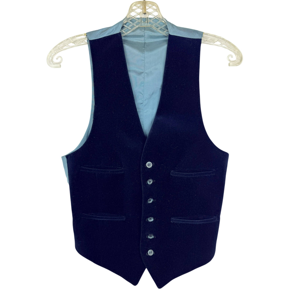 Vintage 1960s 70s Blue Velvet Vest Size XS Small