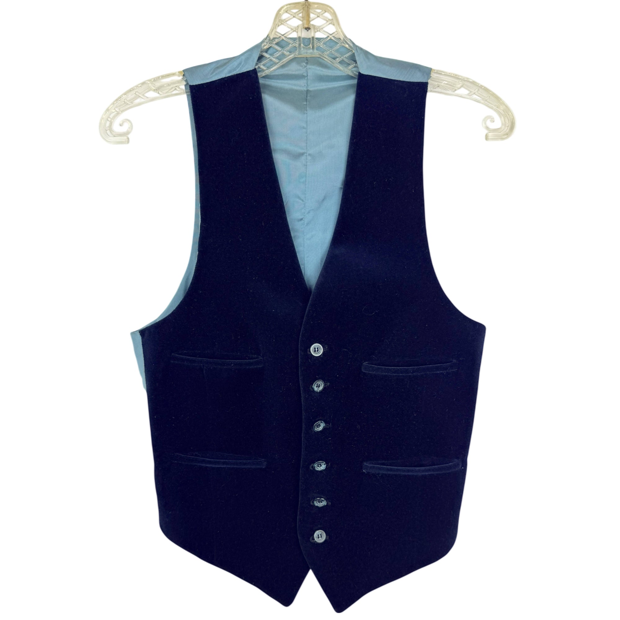 Vintage 1960s 70s Blue Velvet Vest Size XS Small