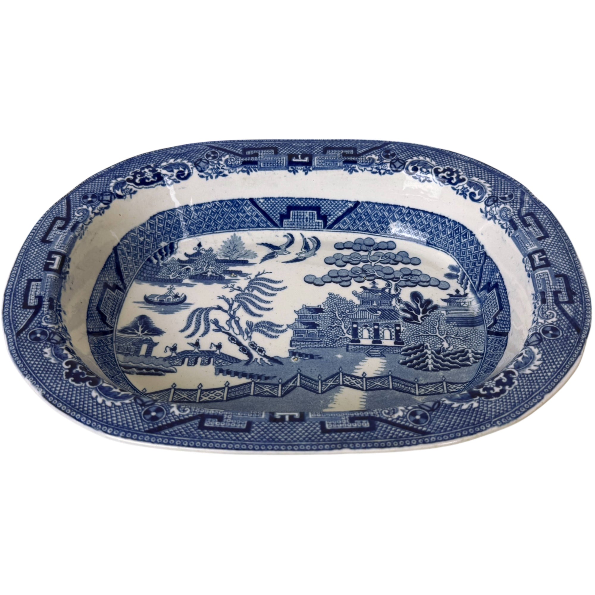 1890s Antique Blue Willow Serving Bowl John Meir & Son