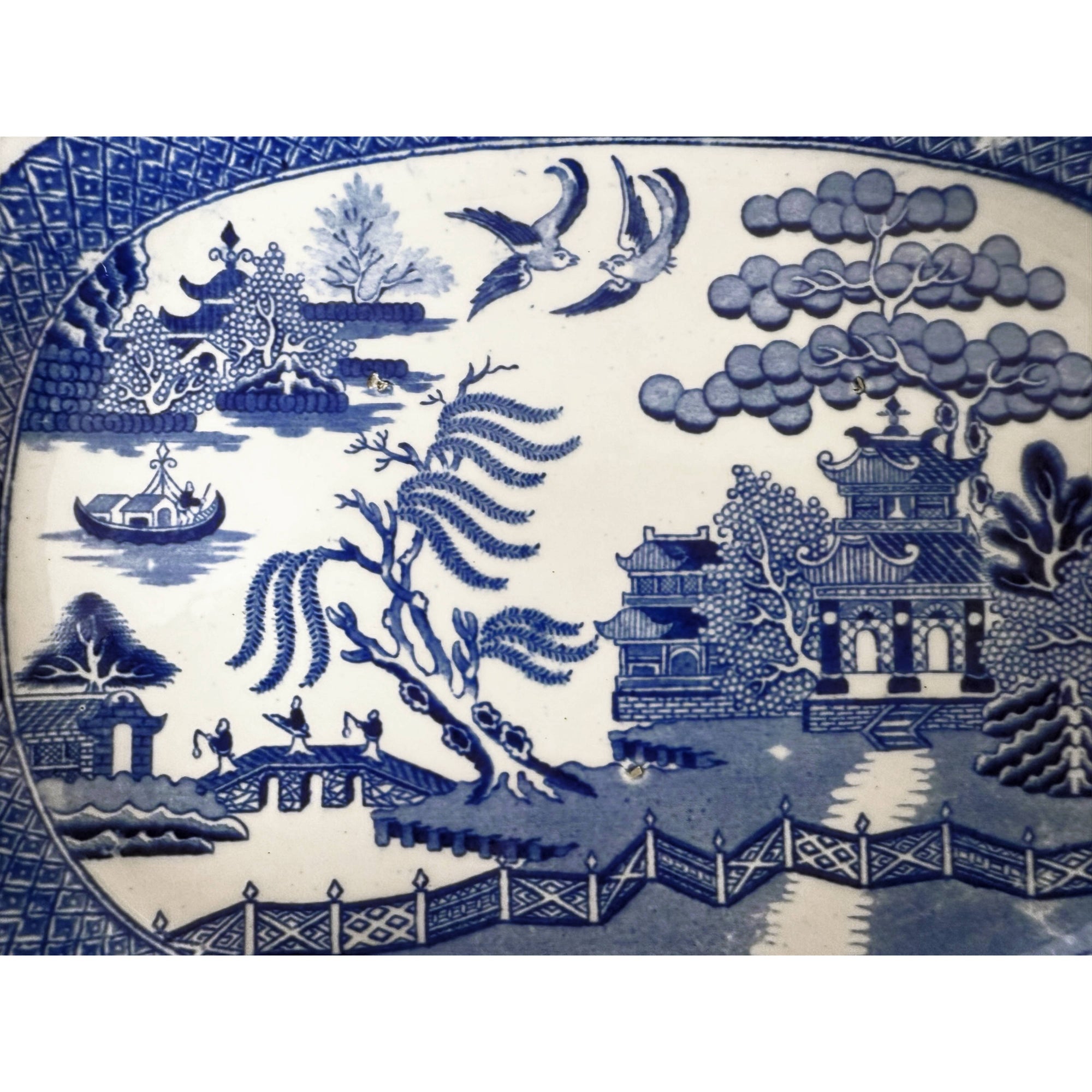 1890s Antique Blue Willow Serving Bowl John Meir & Son