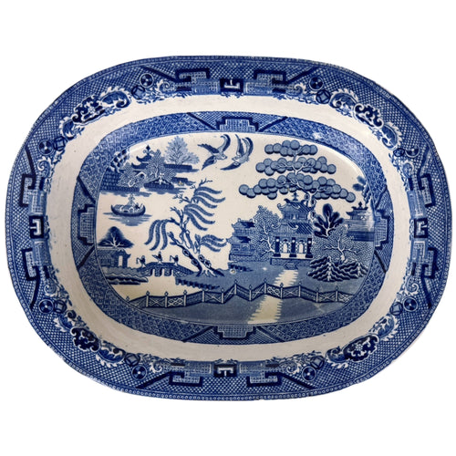 1890s Antique Blue Willow Serving Bowl John Meir & Son
