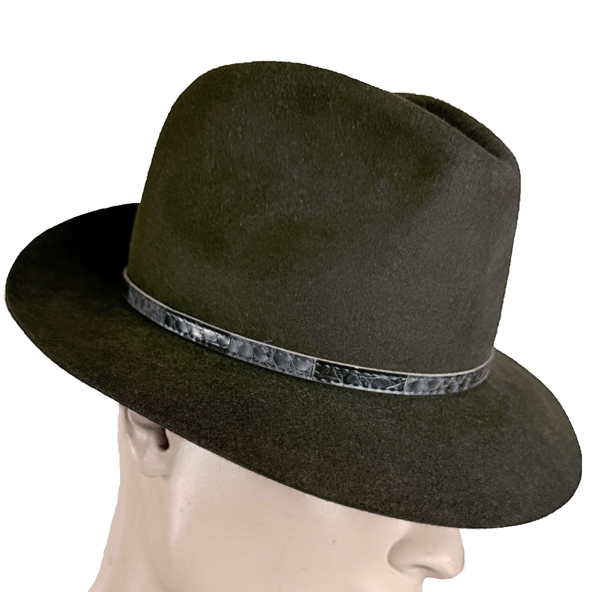 Vintage 1970s Green Fedora Hat Fur Felt Bobby Lee Size M