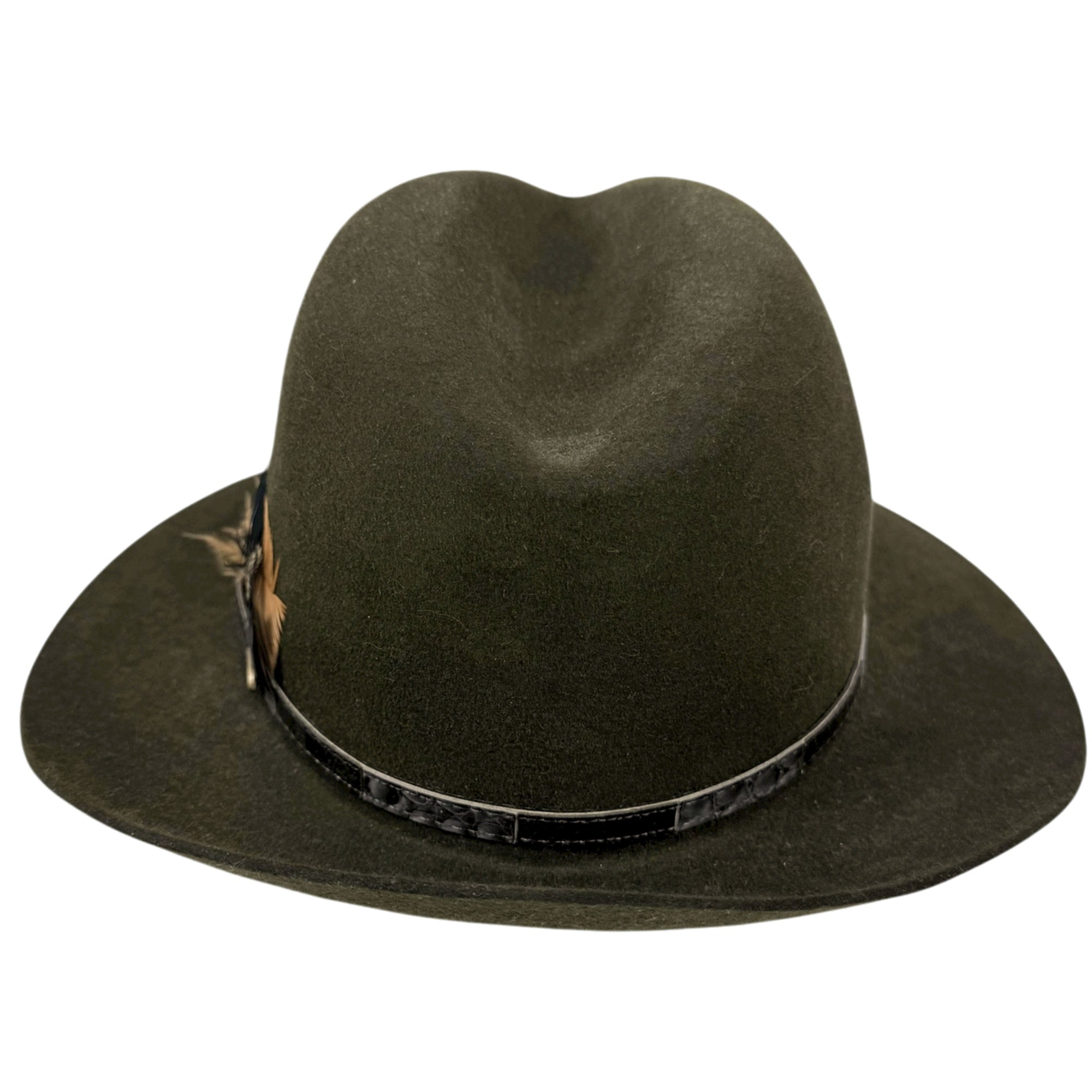 Vintage 1970s Green Fedora Hat Fur Felt Bobby Lee Size M