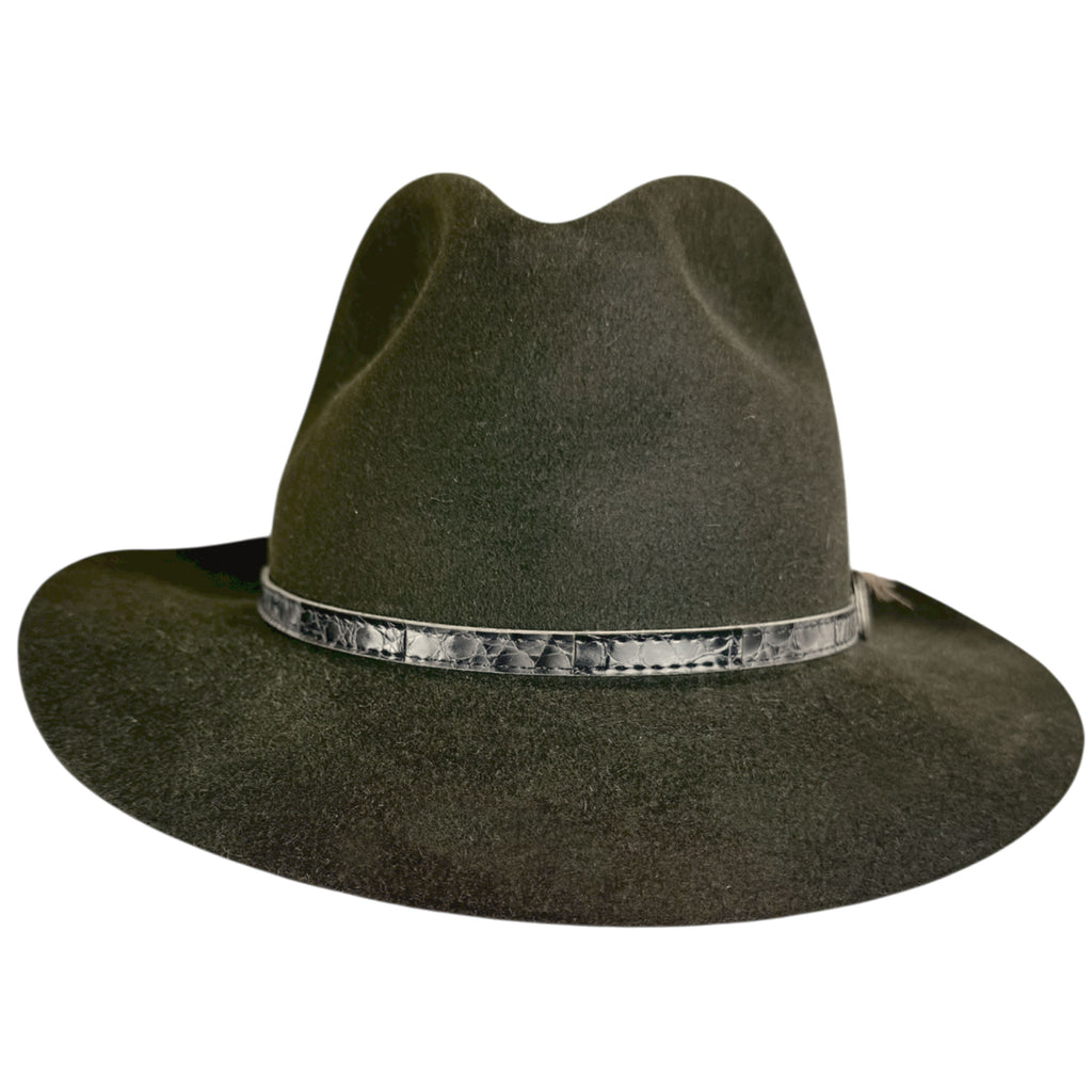 Vintage 1970s Green Fedora Hat Fur Felt Bobby Lee Size M