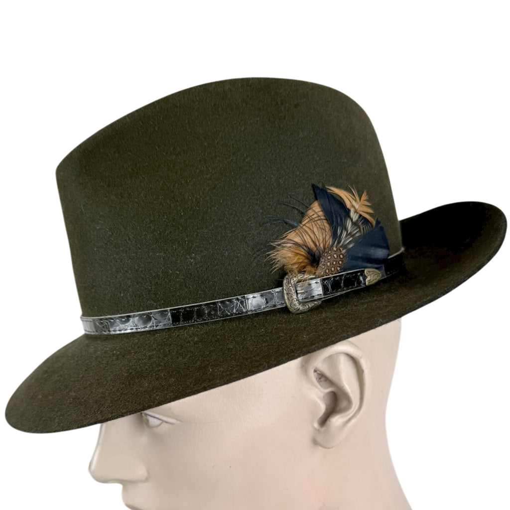 Vintage 1970s Green Fedora Hat Fur Felt Bobby Lee Size M