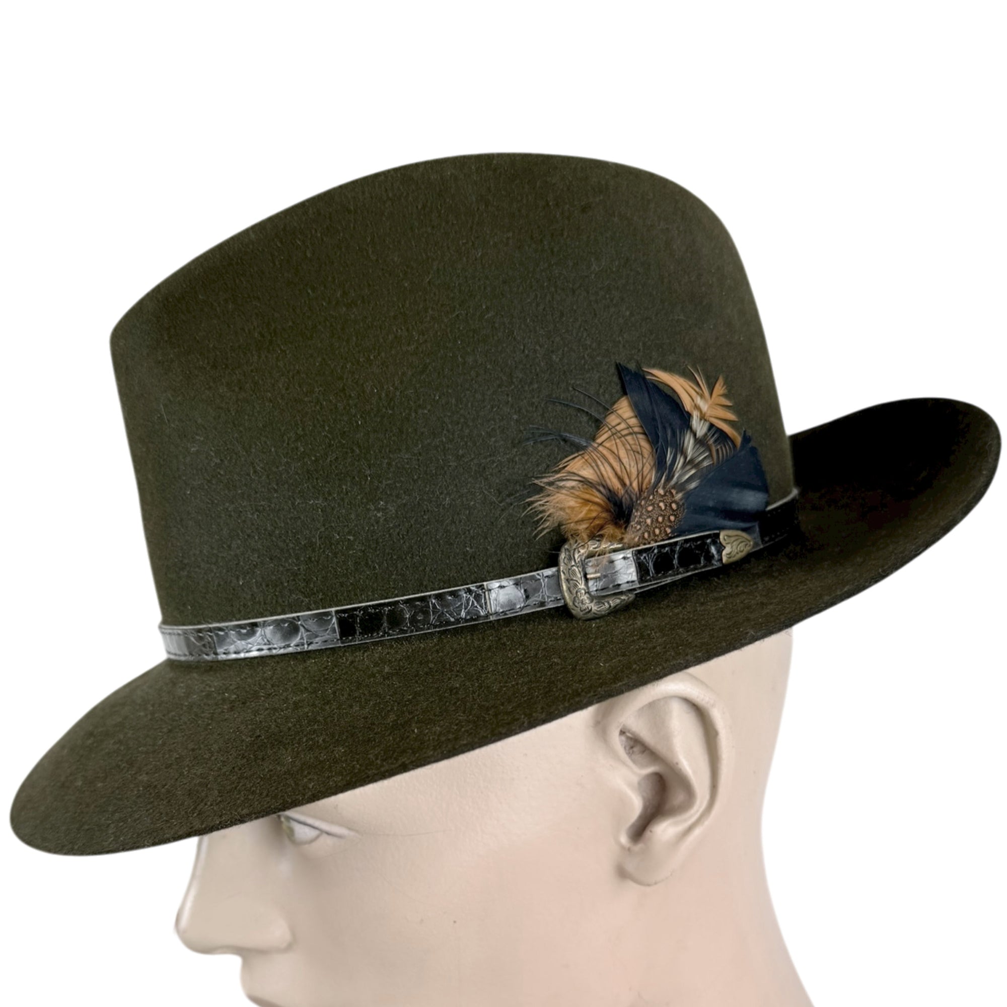 Vintage 1970s Green Fedora Hat Fur Felt Bobby Lee Size M
