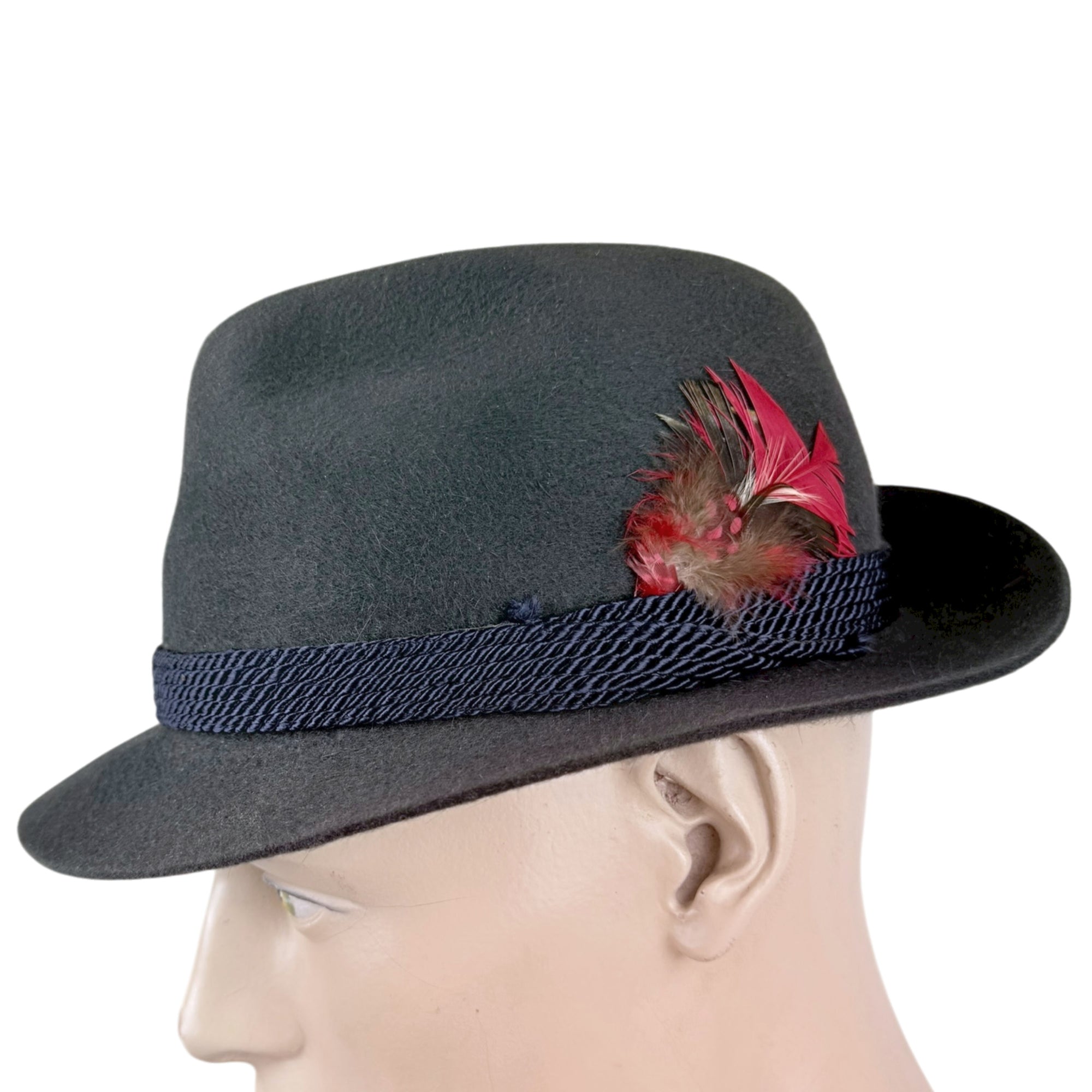 Vintage 1960s Blue Fedora Hat Fur Felt Bobby Lee Size 7 1/8