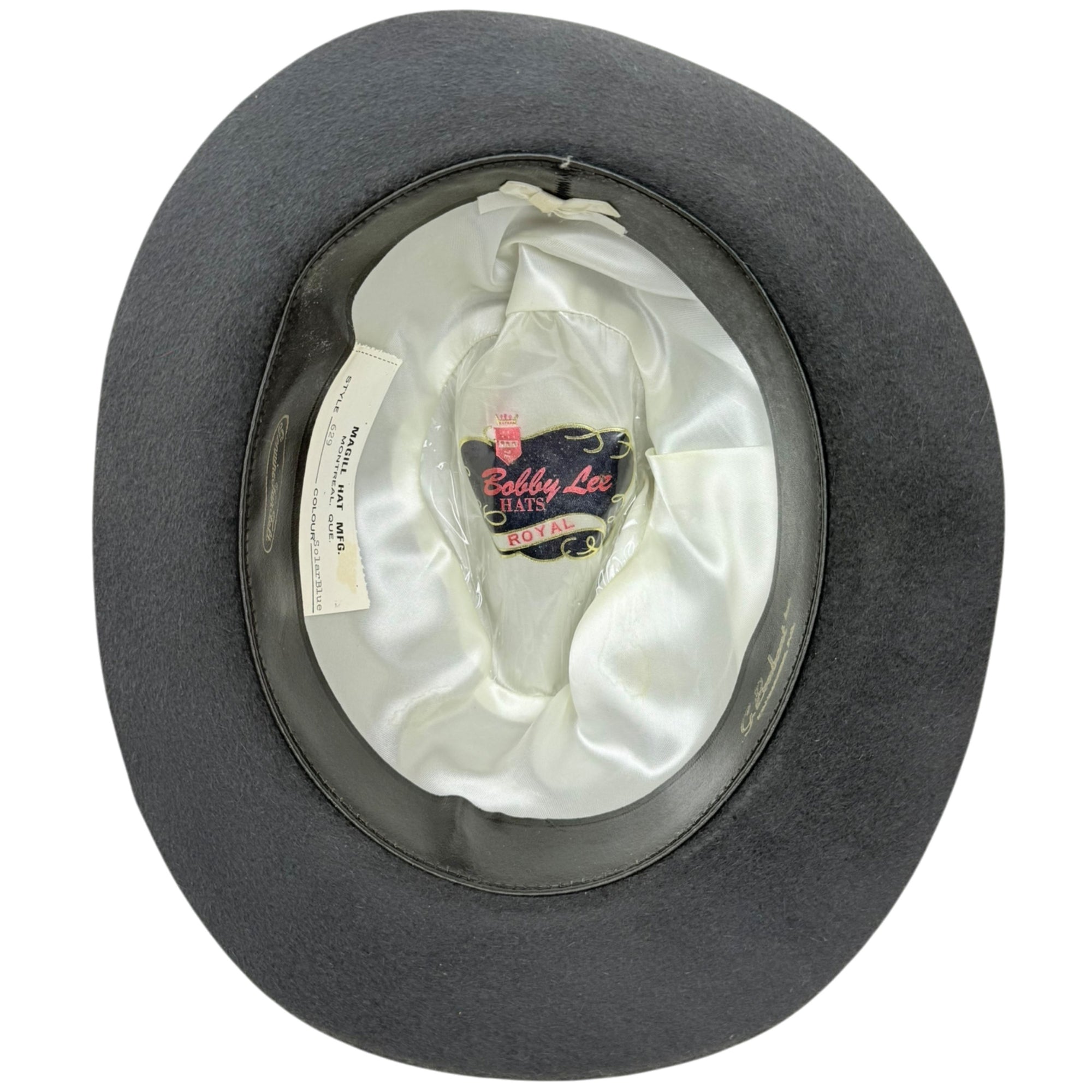 Vintage 1960s Blue Fedora Hat Fur Felt Bobby Lee Size 7 1/8