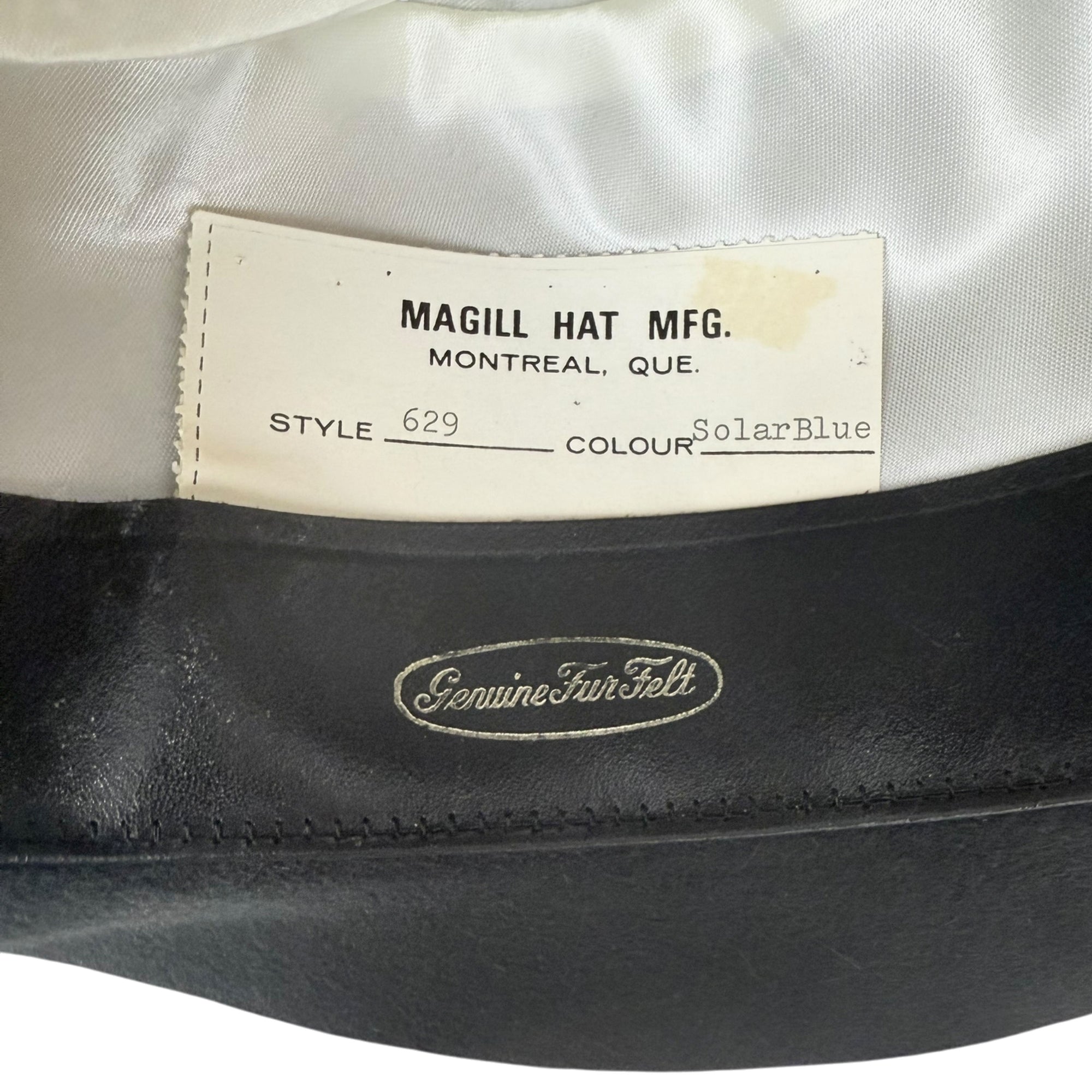 Vintage 1960s Blue Fedora Hat Fur Felt Bobby Lee Size 7 1/8