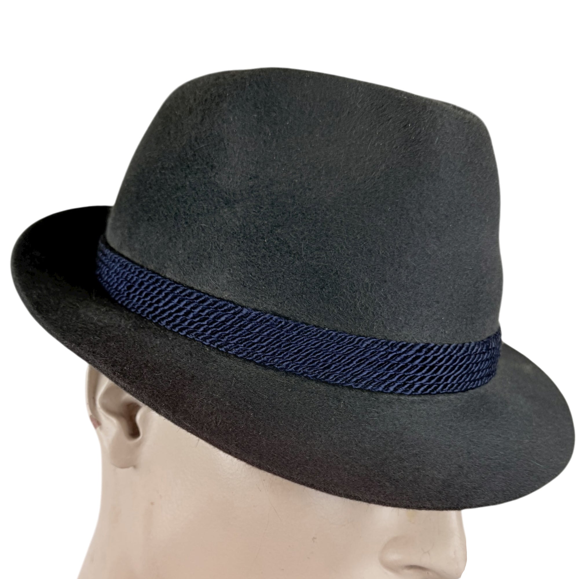 Vintage 1960s Blue Fedora Hat Fur Felt Bobby Lee Size 7 1/8