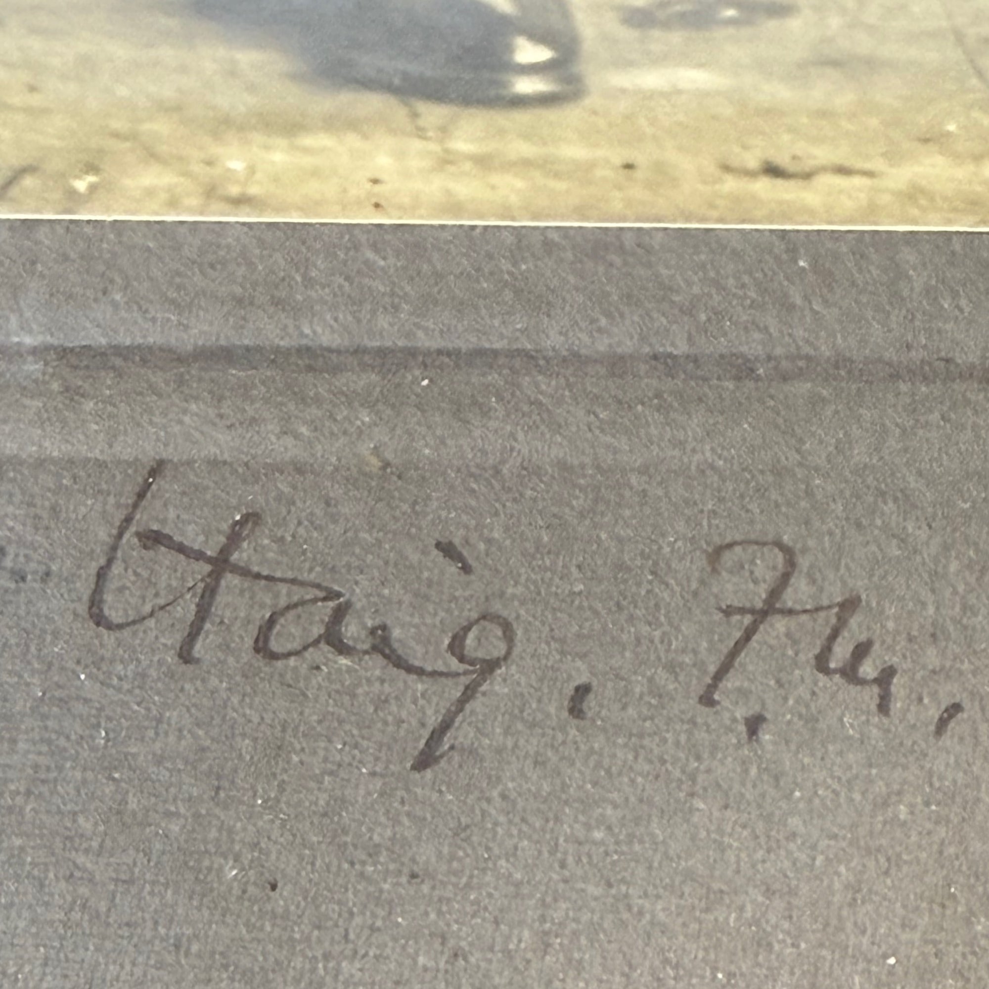 Close-up of Douglas Haig signature on mount