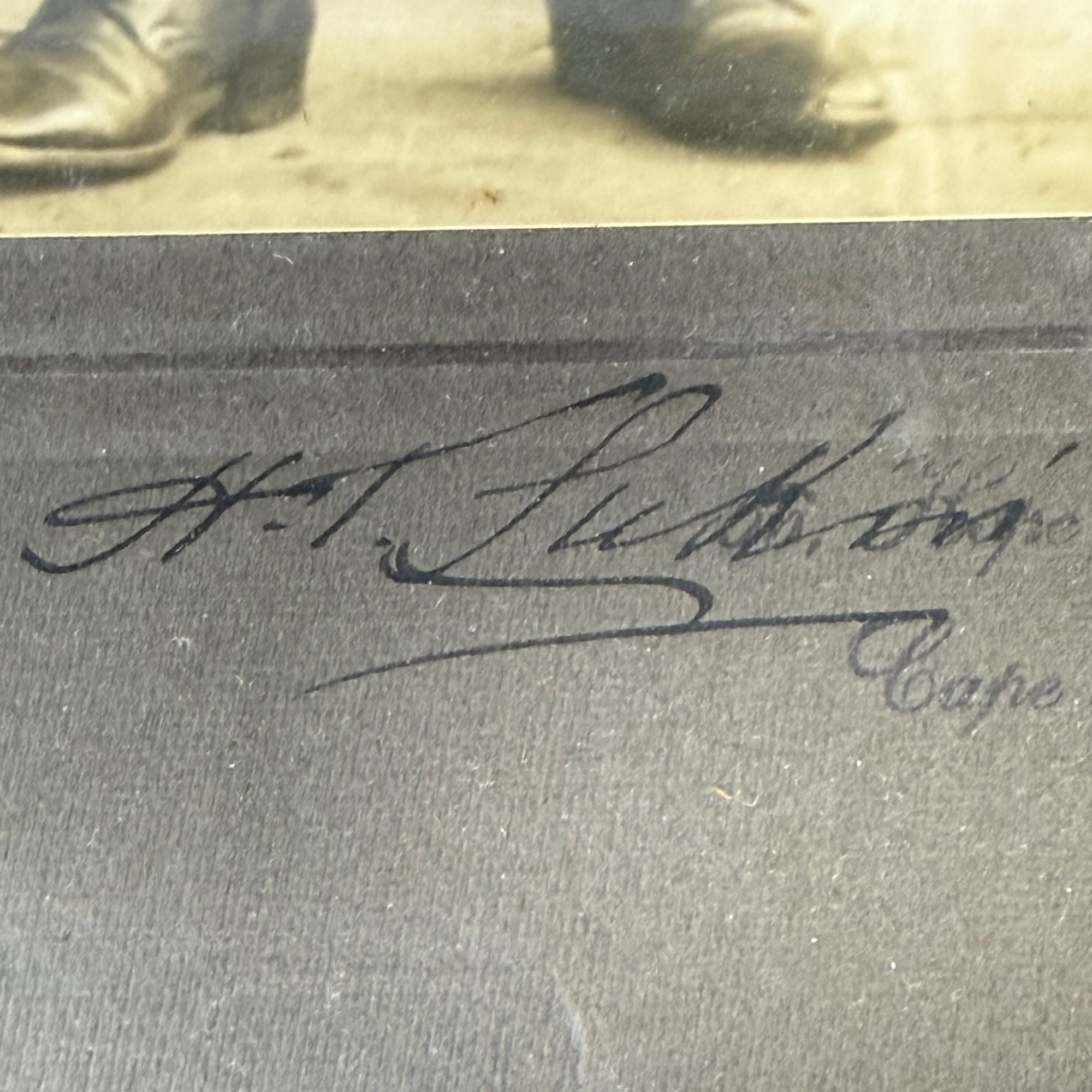 Close-up of H T Lukin signature on mount