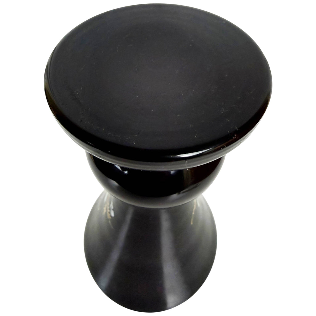 Base of antique Bohemian black amethyst glass vase