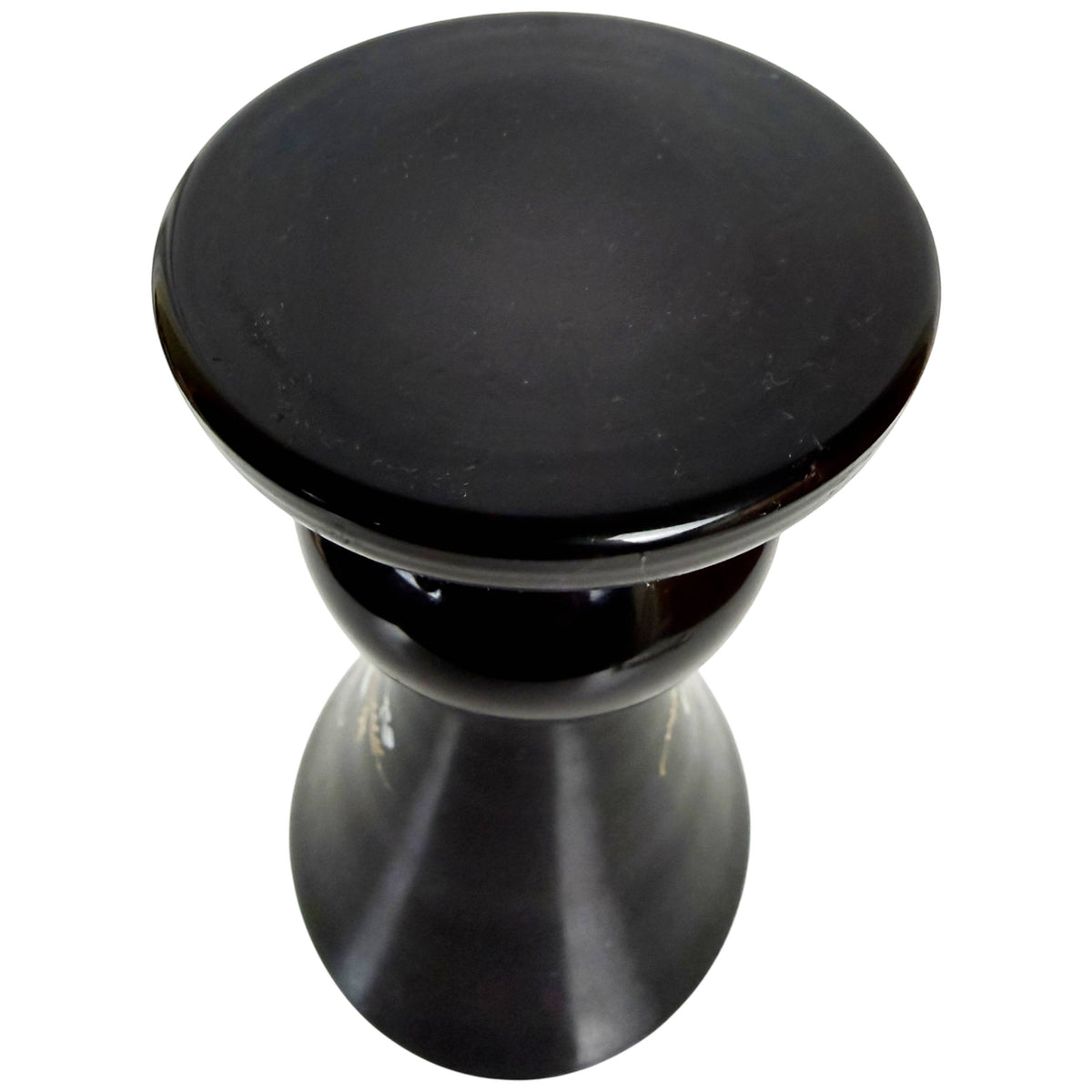 Base of antique Bohemian black amethyst glass vase