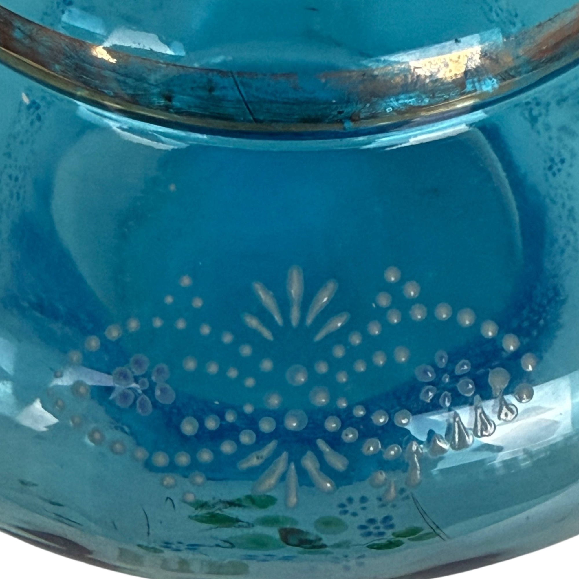 Vintage 1920s Lemonade Pitcher 80 oz Blue Glass Japanese