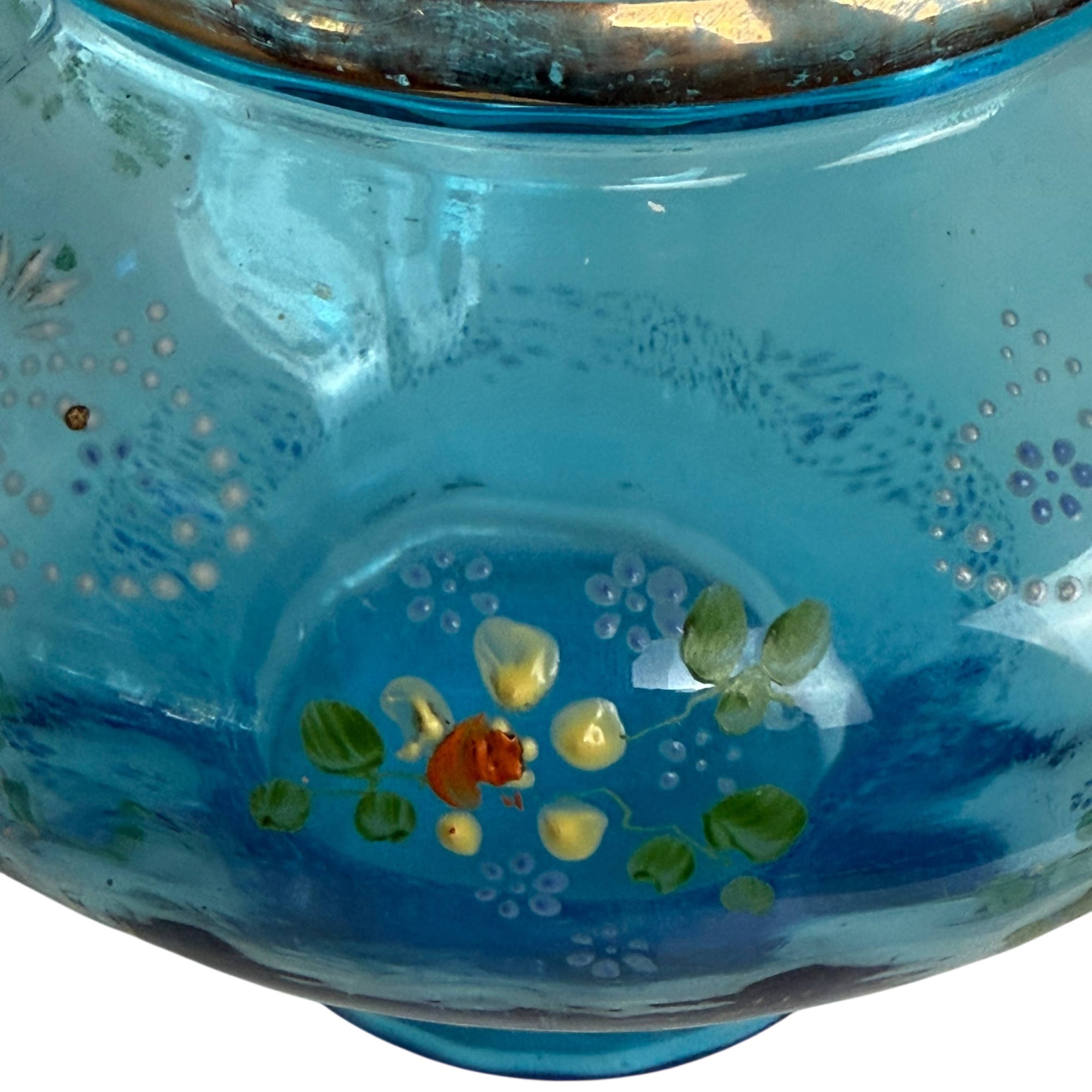 Vintage 1920s Lemonade Pitcher 80 oz Blue Glass Japanese