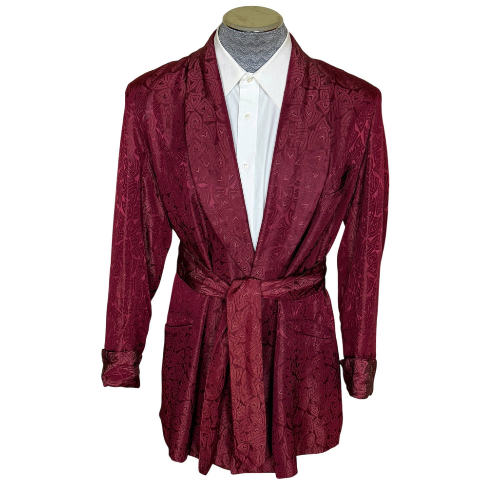 Vintage 1940s Smoking Jacket Maroon Deco Bonnington by HV Cowie Size L