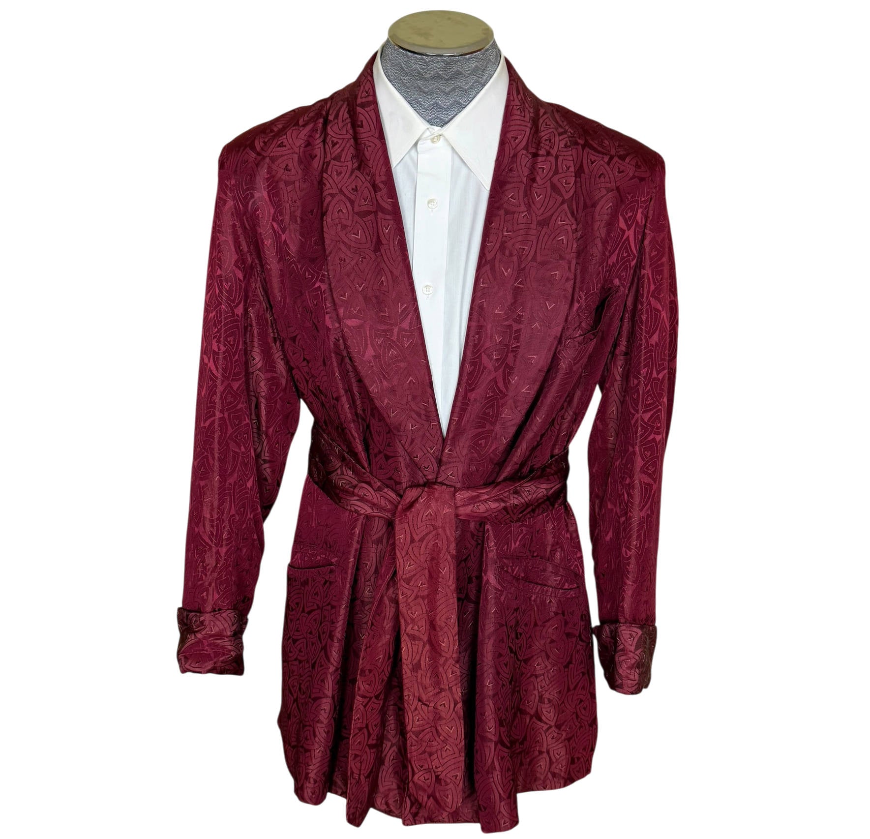 Vintage 1940s Smoking Jacket Maroon Deco Bonnington by HV Cowie Size L