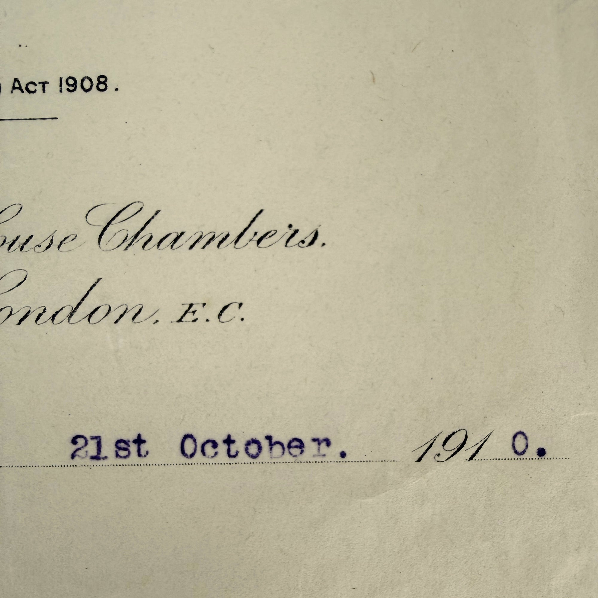 Early British cinema company letterhead dated October 21 1910
