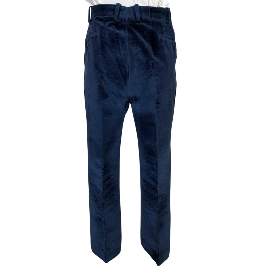 1970s blue velvet suit pants back view