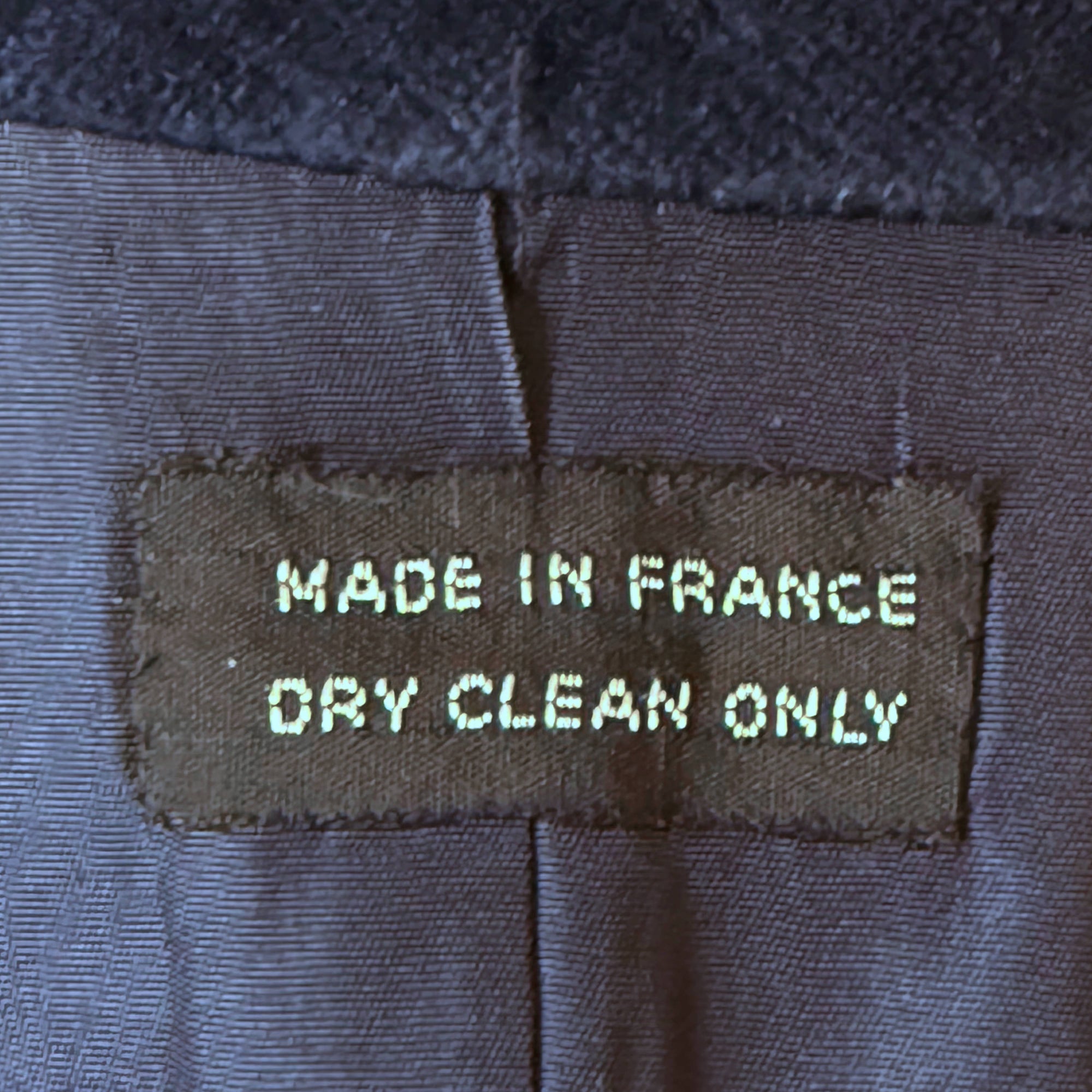 made in France vintage suit label detail