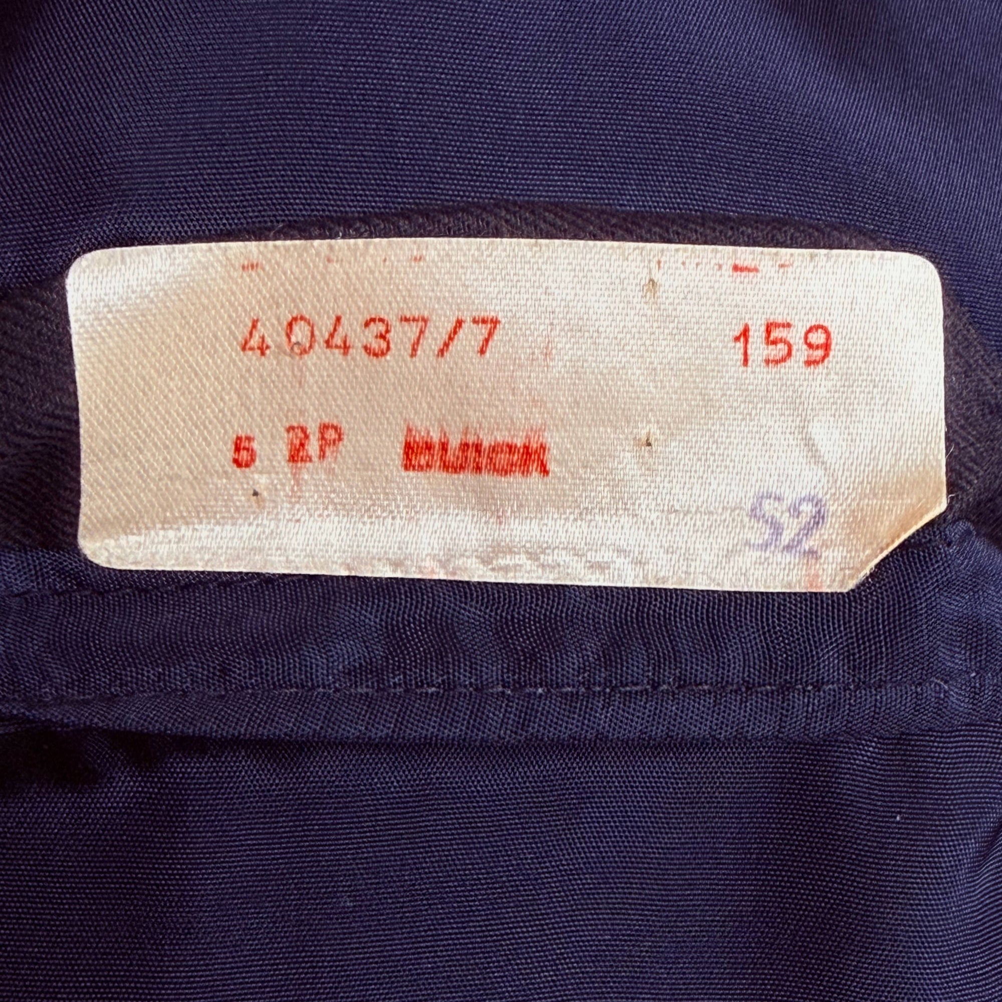 70s blue velvet suit size label