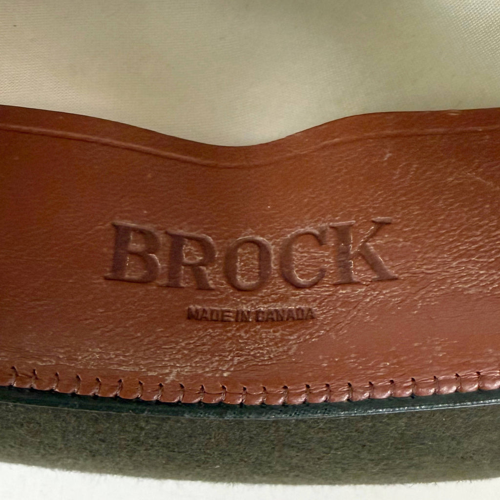 Original leather sweatband antique Brock fedora stamping detail