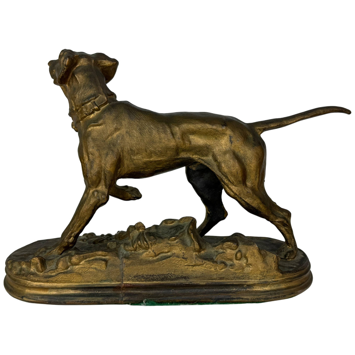 Antique Marly pointer dog sculpture after Pierre-Jules Mêne side view