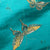 Vintage Silk Kimono Dressing Gown w Gold Butterflies Size L