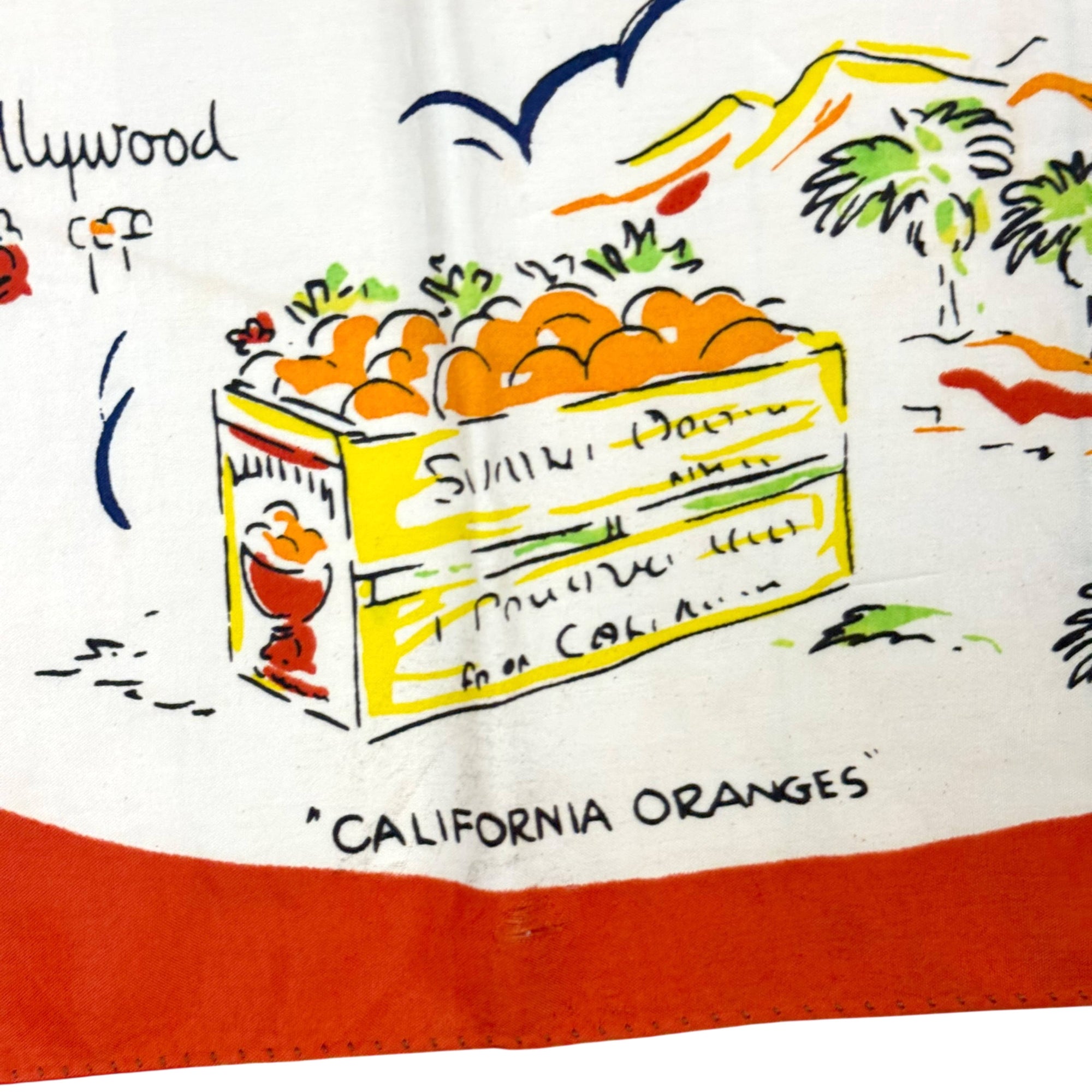 calfornia oranges detail on souvenir scarf