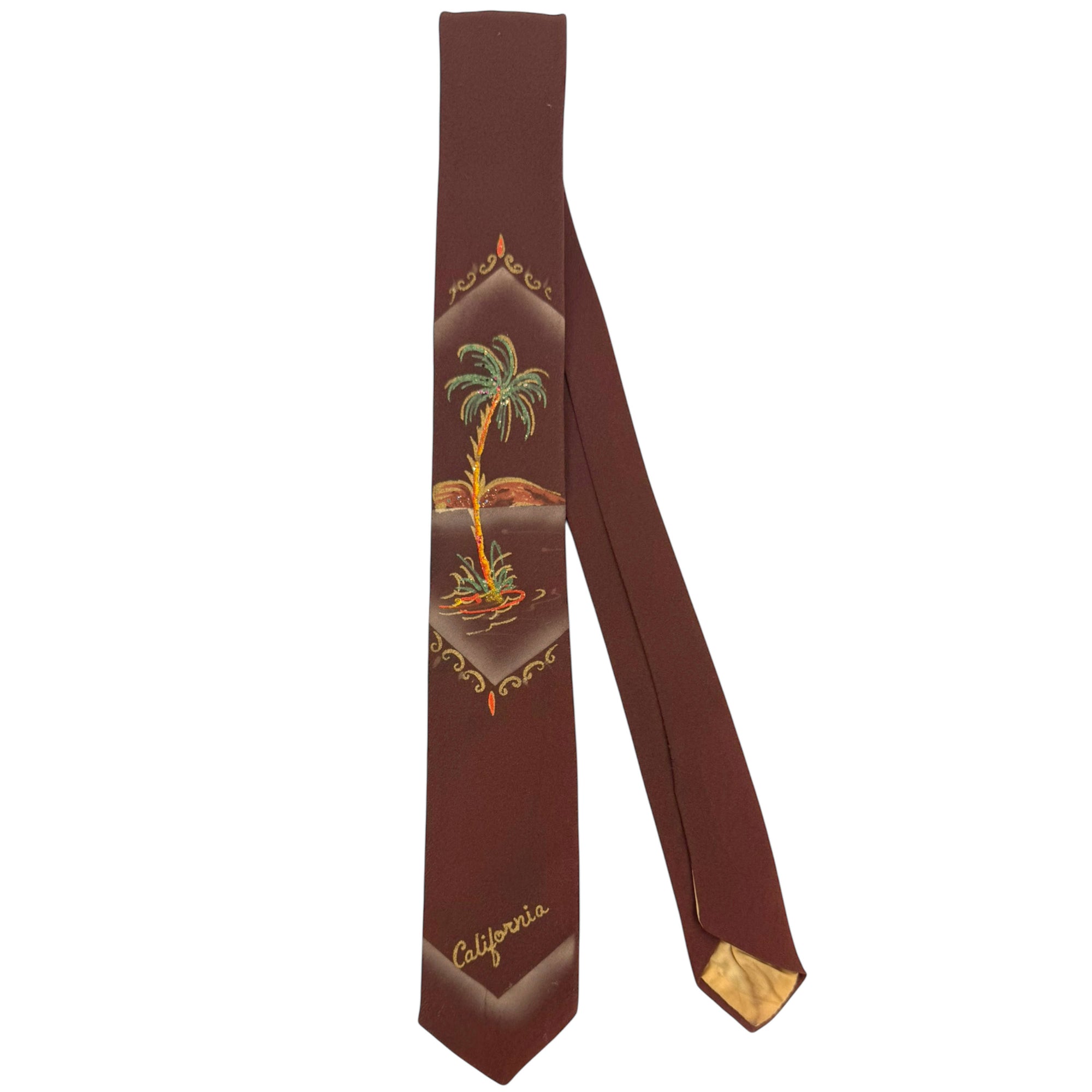 vintage 1950s california palm tree skinny tie