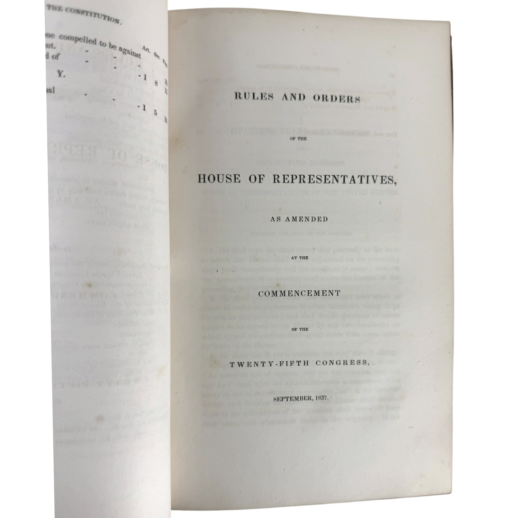 rules and orders of the house of representatives 25th congress