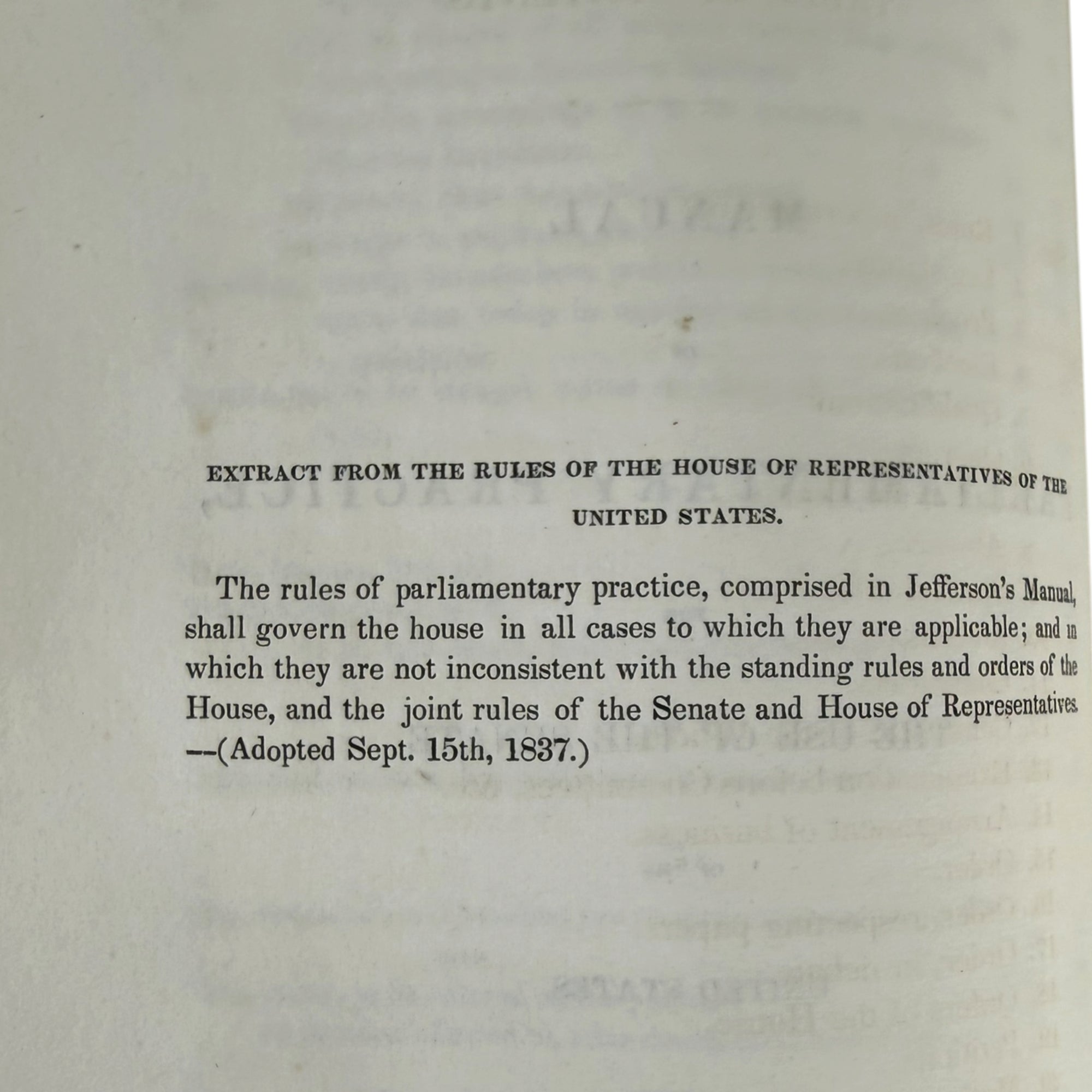 extract from the rules of the house of representatives 1837