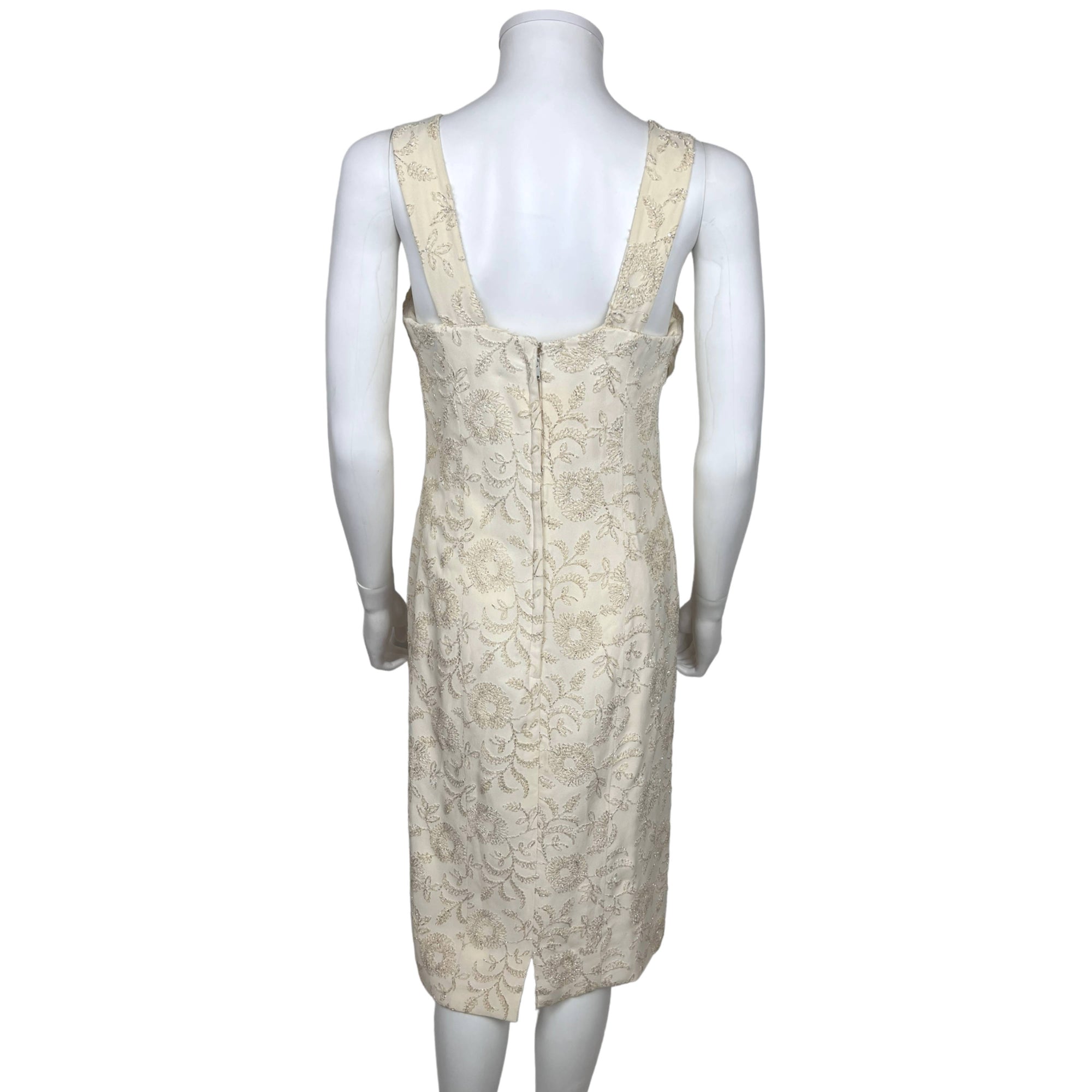 Vintage 1950s Cocktail Dress Embroidered Silk Crepe Cameo NY