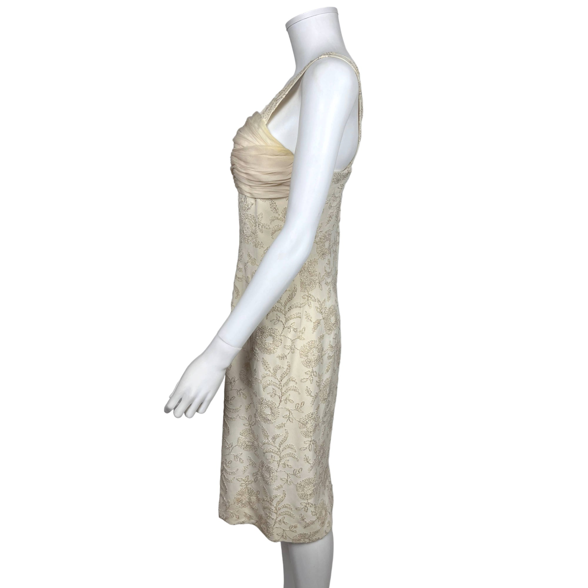 Vintage 1950s Cocktail Dress Embroidered Silk Crepe Cameo NY