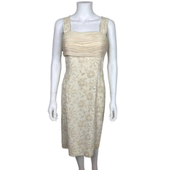 Vintage 1950s Cocktail Dress Embroidered Silk Crepe Cameo NY