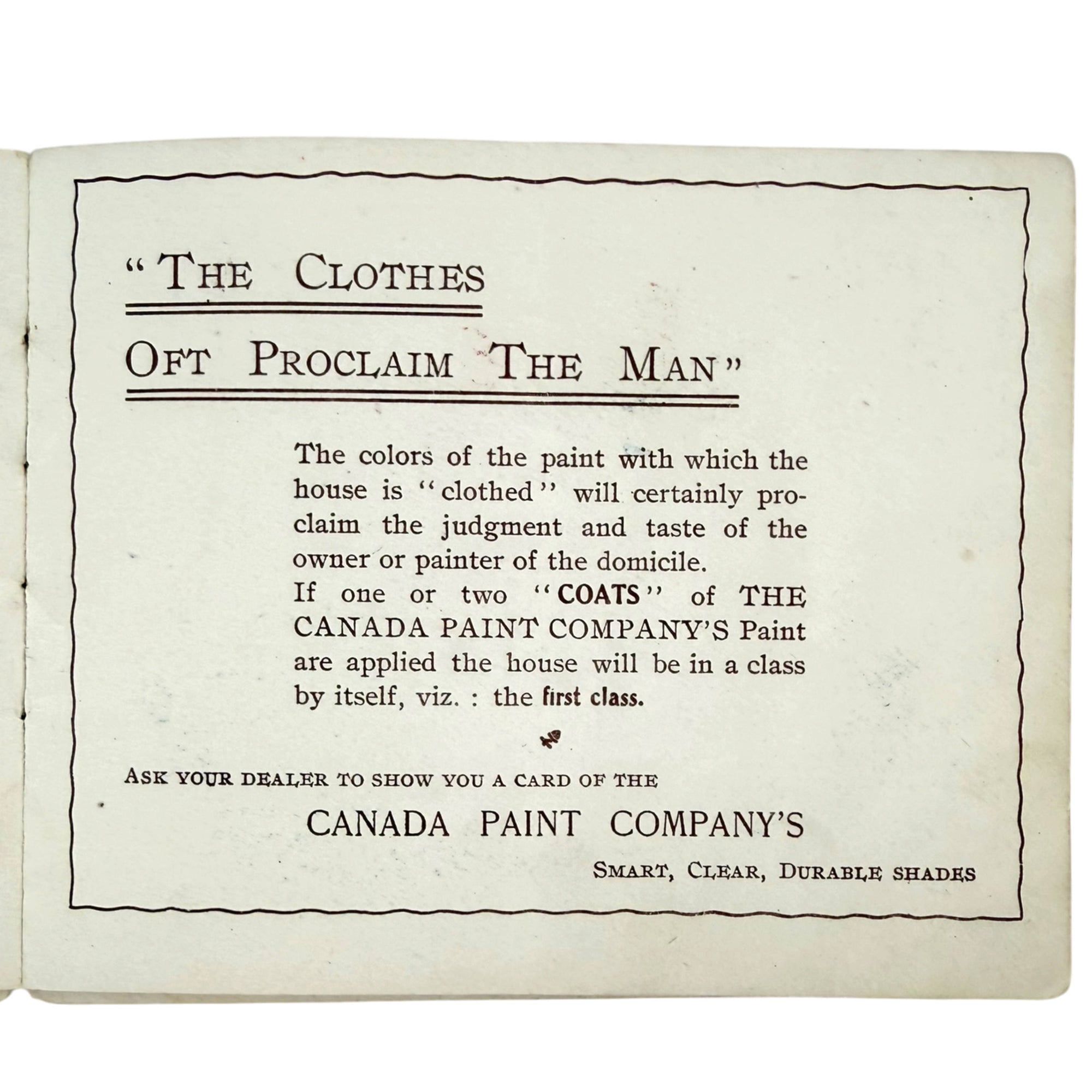 Interior page Canada Paint Company advertising booklet