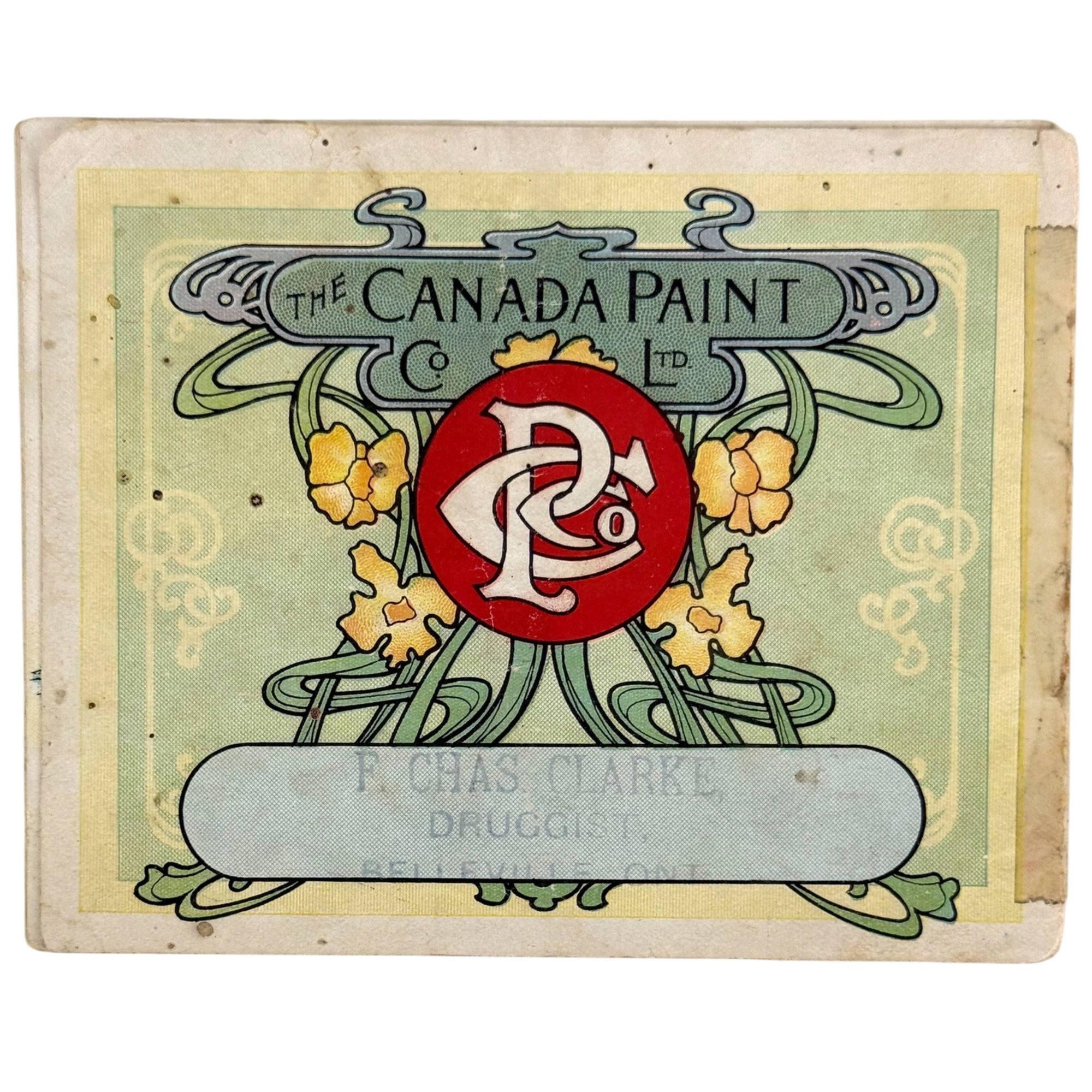 art nouveau style back cover of Canada Paint Company advertising booklet
