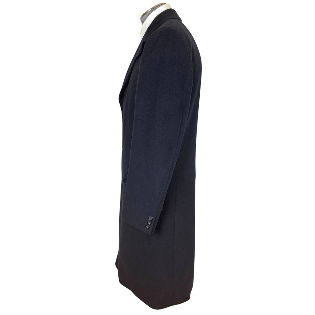 1970s Vintage Aquascutum Overcoat Navy Cashmere Blend Sz 40R