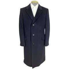 1970s Vintage Aquascutum Overcoat Navy Cashmere Blend Sz 40R