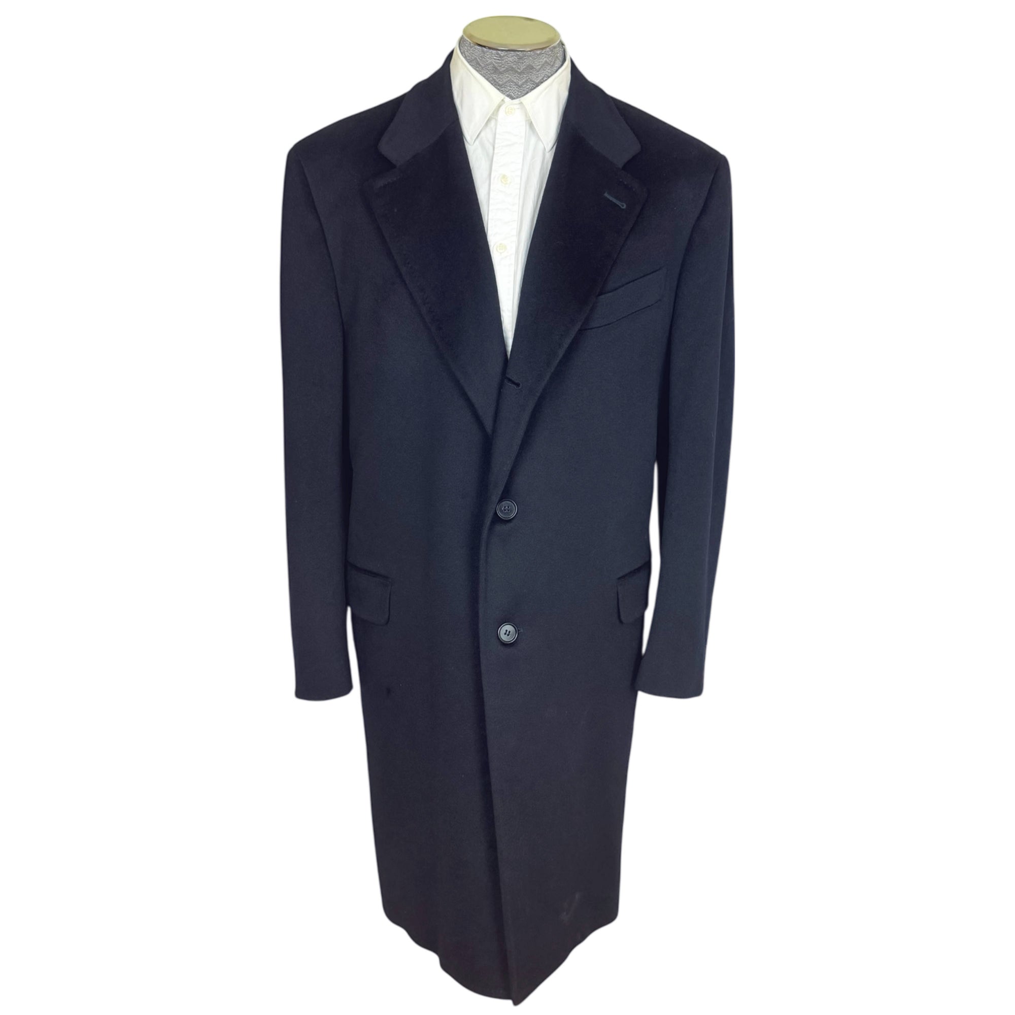 1990s Vintage Canali Overcoat Cashmere & Wool Italy Size 48