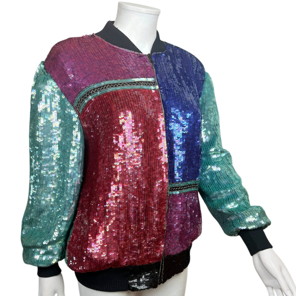 Vintage Sequinned Bomber Jacket by Candlelight – Made in India