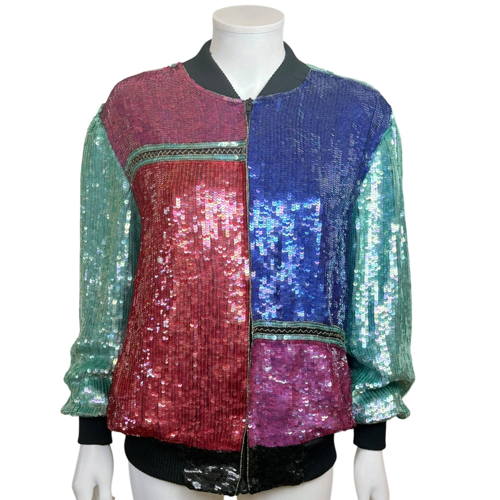 Vintage Sequinned Bomber Jacket by Candlelight – Made in India